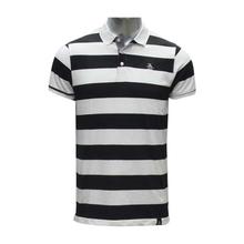 White/Black Striped Short Sleeve Polo T-Shirt For Men