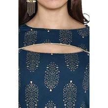 Janasya Women's Turquoise Blue Rayon Kurta With Palazzo