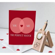 TiedRibbons® Valentines Day Gifts for Men Wooden Penstand(Clock