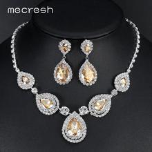 Mecresh Silver Color Teardrop Bridal Jewelry Sets Crystal