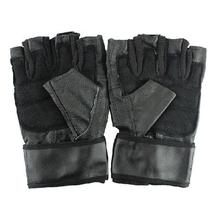 Unisex Black Leather Gym Gloves