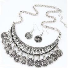 Vintage Chokers Necklaces Fashion Ethnic Carved Coins Nice Necklaces&Earrings GD