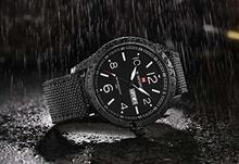 9101 Black/White Sports Waterproof Leather Strap Analog Watch For Men