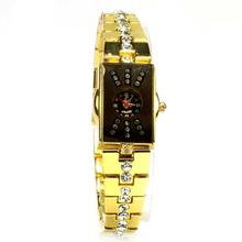 Supa Gold Strap Black Dial Watch For Women