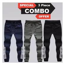 Hifashion Combo Offer Stretchable Breathable Crinkle Side Stripe Trouser-3 Pieces