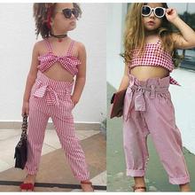 Toddler Kids Baby Girl Clothes Set Summer Sleeveless Plaid