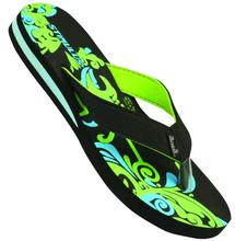Black/Green Synthetic Printed Stimulus Slippers For Women-956