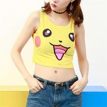 Pokemon Crop Top Women Camis Pikachu Squirtle Bulbasaur