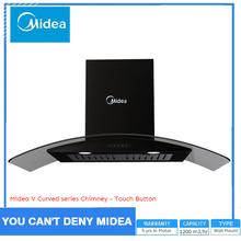 Midea V Curved series Chimney Hood (Black Glass) - Touch Control