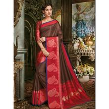 Stylee Lifestyle Brown Art Silk Jacquard Saree (1701)