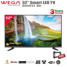 Wega 32 Inch Led Smart  Android 9.0 Wifi Tv, High Sound With Front Glass Protection + Free Wall Mount