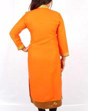Saavya Design's Women Full Length Embroidered Orange Kurti