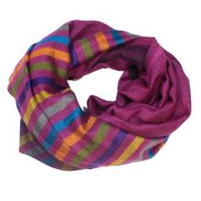 Pink With Multicolored Stripe Pashmina Shawl For Women