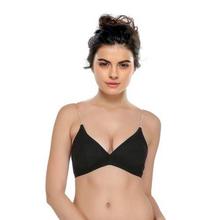 Clovia Black Demi Cup Bra With Detachable Transparent Straps For Women