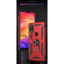 Lokezeep Redmi Note 7 Pro Back Cover case with 360 Degree Metal Rotating Ring Holder Kickstand Fit Magnetic Car Mount for Xiaomi Redmi Note 7 Pro (2019) (Red)