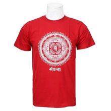 Red Half Sleeve Printed 100% Cotton T-Shirt For Men