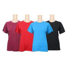 Pack Of 4 Cotton T-Shirt For Women -Maroon/Orange/Sky Blue/Black