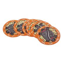 Orange/Grey Tortoise Mithila Art Round Coaster Set - 6 Pcs