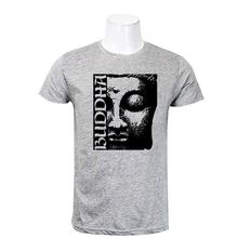 Wosa - Grey Round Neck Buddha Print Half Sleeve Tshirt for Men