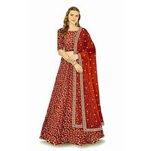 ultrasav Women's Net Embroidered Semi-Stitched Lehenga Choli