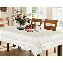 Kuber Industries Cotton Dining Table Cover for 6 Seater - Cream