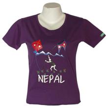 Purple 'Nepal Flag' Printed T-Shirt For Women