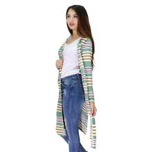 Mint Stripe Long Side Cut Cardigan