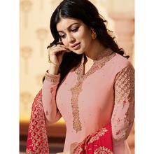 Stylee Lifestyle Pink Georgette Embroidered Dress Material (2192)