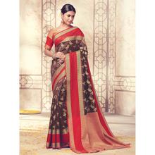 Stylee Lifestyle Brown Banarasi Silk Jacquard Saree (1806)