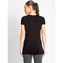 Solid V Neck Half Sleeve T-Shirt For Women Black 1359