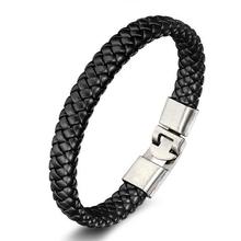 New 2018 Fashion Men's Leather Leaf Bracelets Rock Punk Skeleton Charms Cuff Bracelet Bangles Casual Jewelry Male Accessories