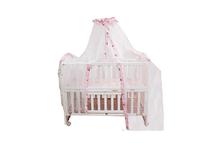 White/Pink Baby Crib With Mosquito Net