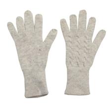 Light Grey 100% Cashmere Textured Gloves