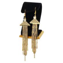 Ampersand Metal Stone Embellished Tassel Earrings For Women - 560494