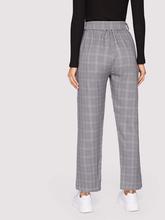 Plaid Waist Tie Button Front Pants