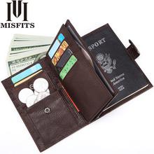 MISFITS Genuine Leather Men Wallet Travel Passport Cover for