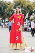 Red kurti with cream garara set