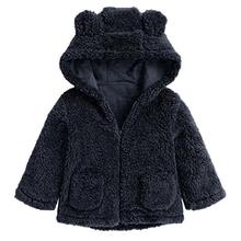 Navy Blue Winter Hoodie Ear Fur Jackets For Kids