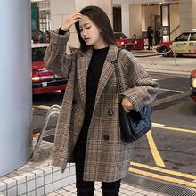 Plaid thick woolen coat women's autumn and winter mid-length