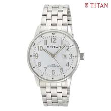 9441SM02 Tycoon White Dial Analog Watch For Men- Silver