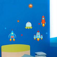 Lovely Spacecraft Cartoon Wall Stickers