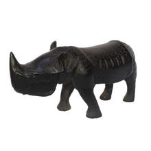 Black Wooden Carved Rhino Showpiece - 200g