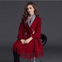 Mingjiebihuo new cashmere Poncho shawl with sleeves women in