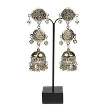 Silver Triple Layered Pinjara Drop Earrings For Women