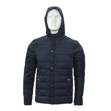 Blue Solid Down Jacket For Men