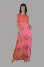 Pink collared sleeveless net gown