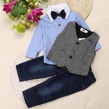 Kids Outfits Shirt,Vest,jeans & Bowknot HF-670