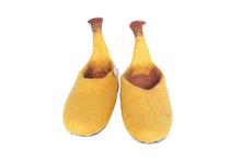 Yellow Felt Banana Shoes For Women