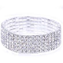 FashionieStore bracelet Elastic Stretchy 5 Row Rhinestone Crystal Bracelet Bangle Bridal women