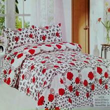 Red/White Floral  Printed Design Double Bed Size Bed set (1 Blanket Cover + 1 Bed Sheet + 2 Pillow Covers )